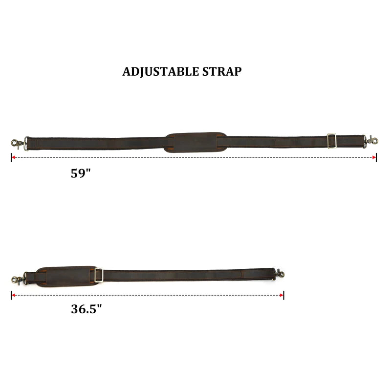 Adjustable Full Grain Leather Shoulder Strap with Metal Hooks-5