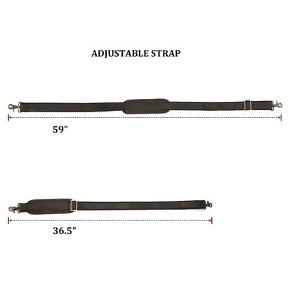 Adjustable Full Grain Leather Shoulder Strap with Metal Hooks-5