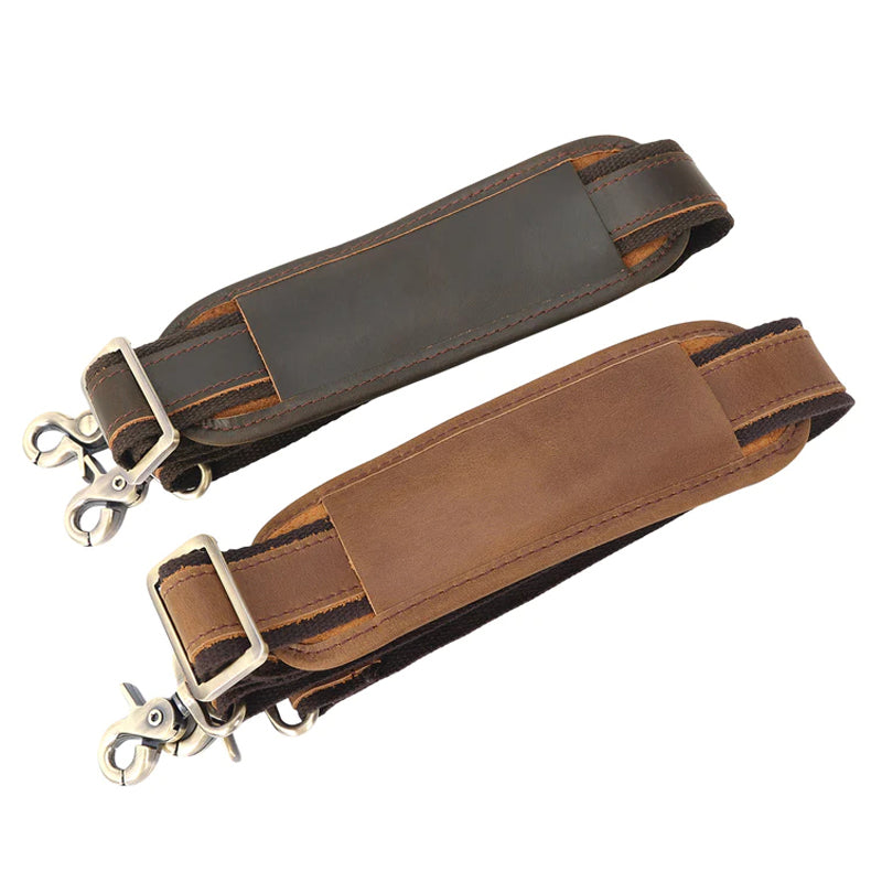 Adjustable Full Grain Leather Shoulder Strap with Metal Hooks-4