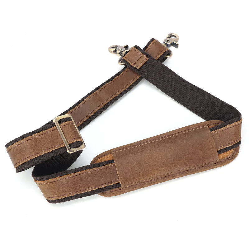 Adjustable Full Grain Leather Shoulder Strap with Metal Hooks-0