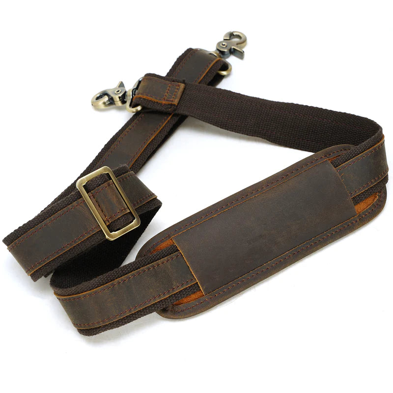 Adjustable Full Grain Leather Shoulder Strap with Metal Hooks-1