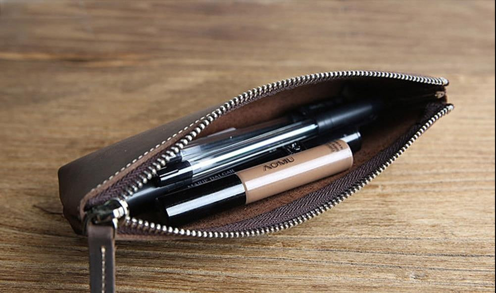 The Pallavi | Handmade Leather Pencil Case - Leather Makeup Bag-8