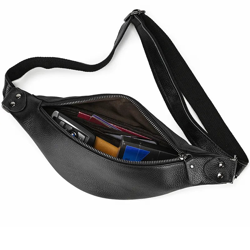 The Walcott Leather Waist Bag | Black Leather Fanny Pack-3