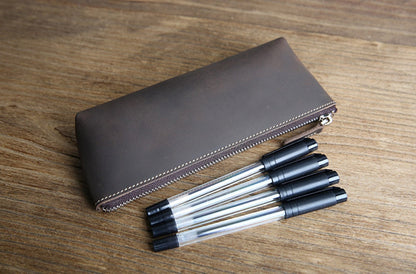 The Pallavi | Handmade Leather Pencil Case - Leather Makeup Bag-7