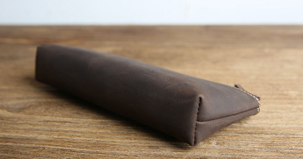 The Pallavi | Handmade Leather Pencil Case - Leather Makeup Bag-2