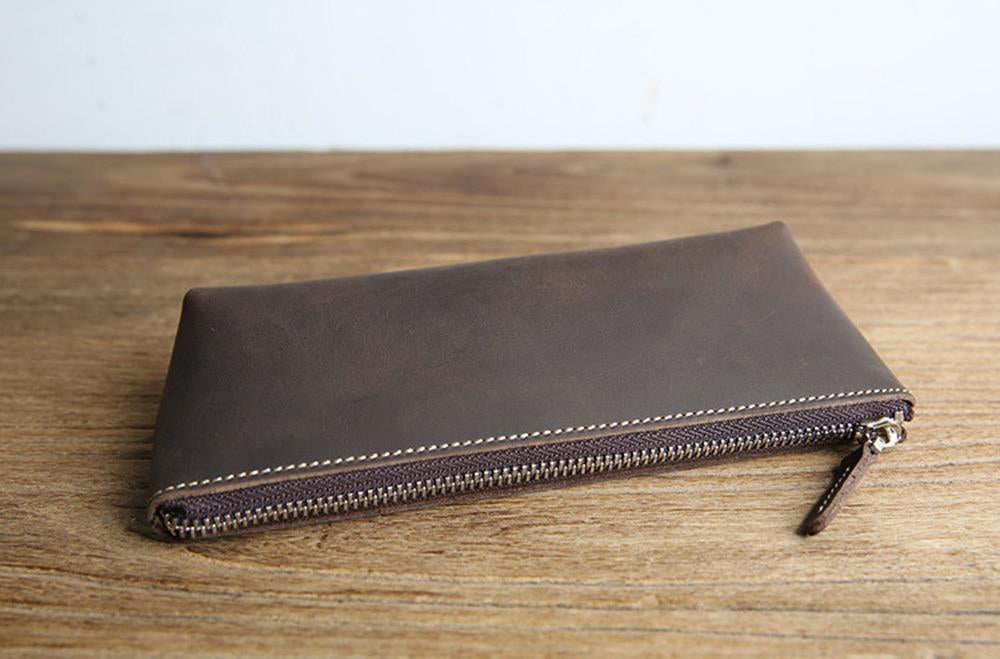 The Pallavi | Handmade Leather Pencil Case - Leather Makeup Bag-10