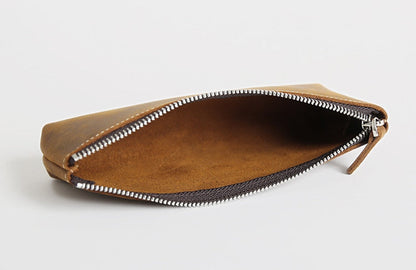 The Pallavi | Handmade Leather Pencil Case - Leather Makeup Bag-4